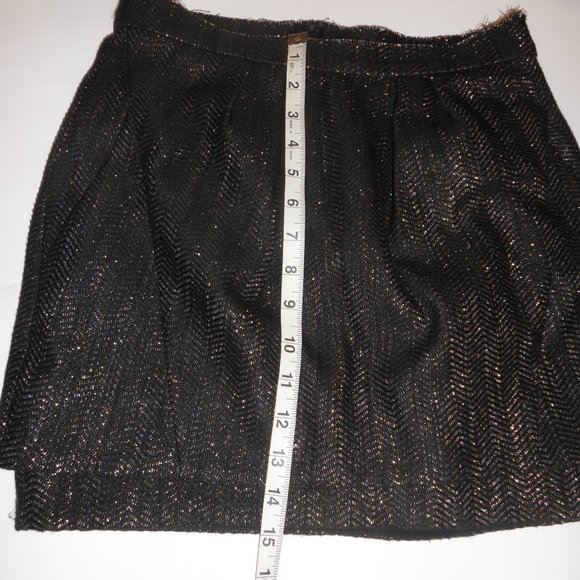 Maje France pleated black & gold tiered raw-edge Wool Blend Pockets Mini Skirt - Picture 6 of 7